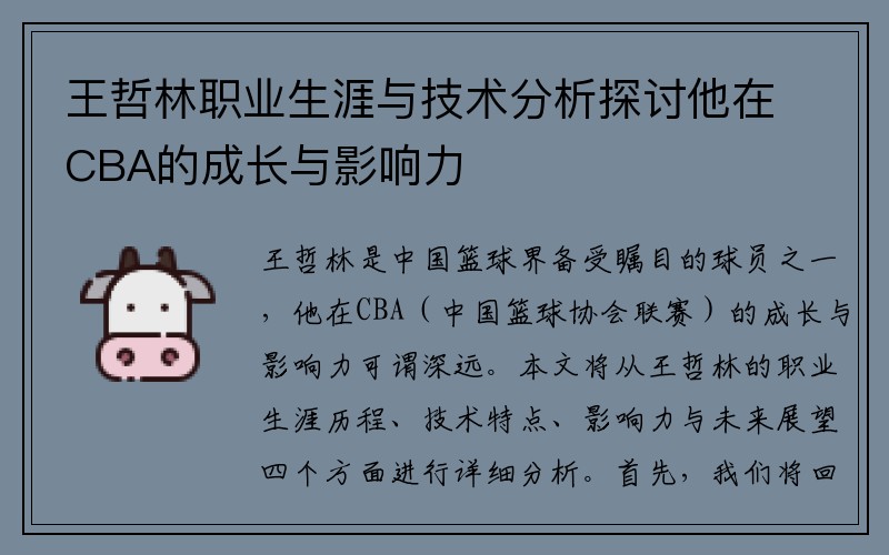 王哲林职业生涯与技术分析探讨他在CBA的成长与影响力